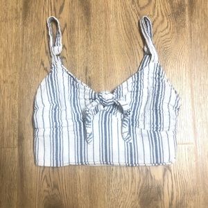 Blue and White Cropped Tank